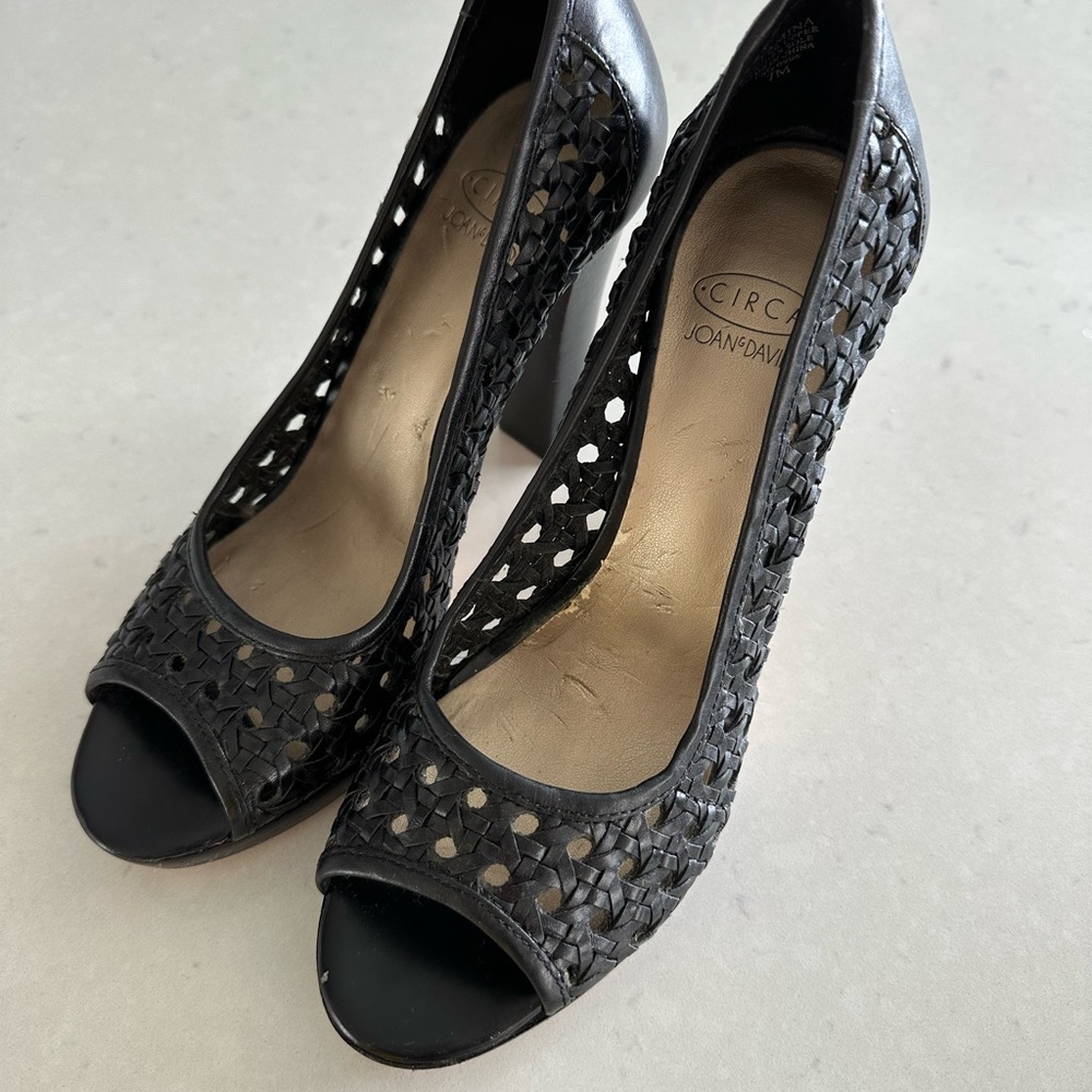 Circa woven leather heels - peep toe. New